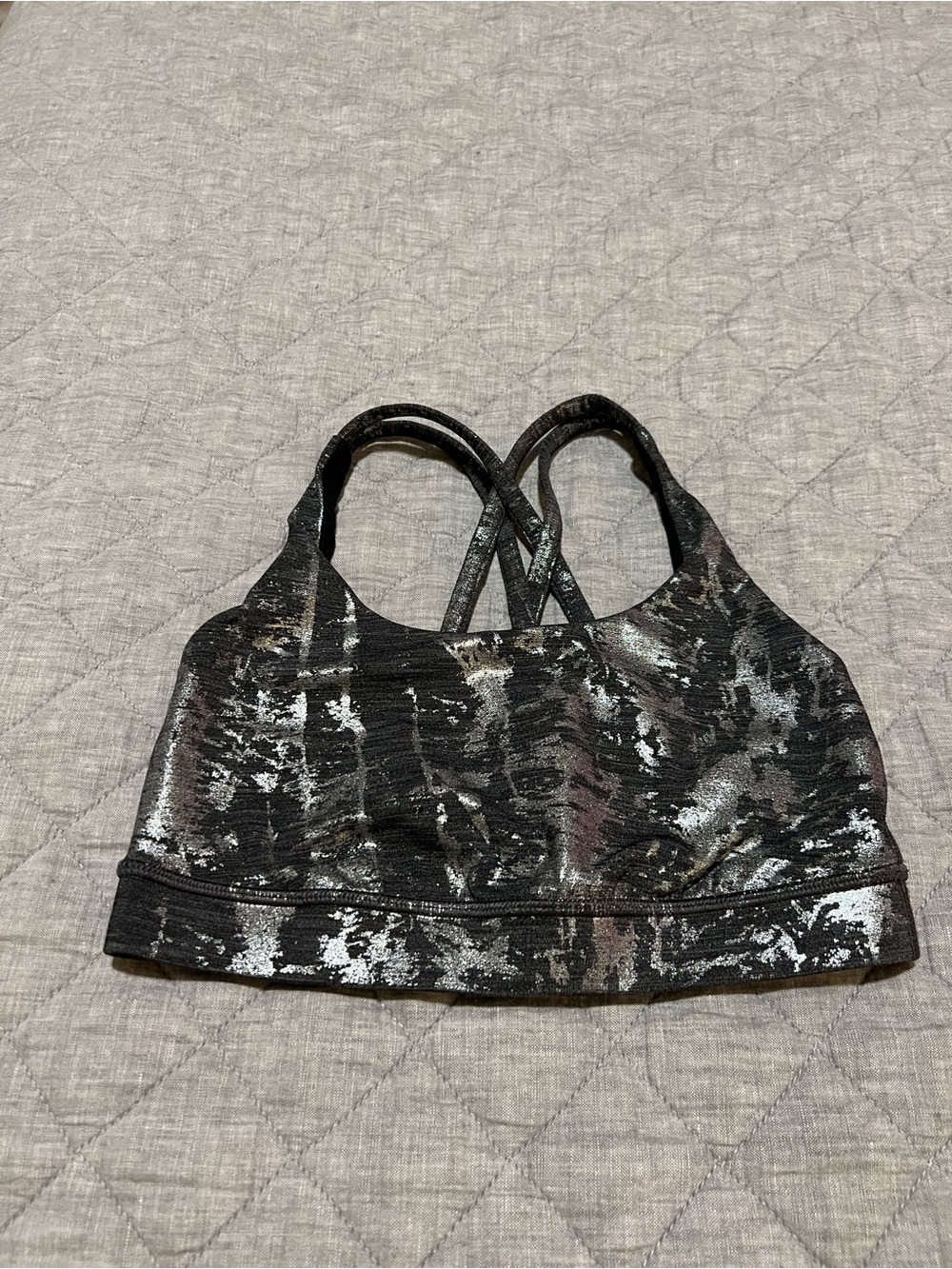 lululemon athletica Black Metallic-Accent Strappy Sports Bra